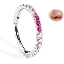 (pink) 20G Gradient Women's Nose Ring - 316L Surgical Steel Nose Jewelry for Septum, Nostril, Cartilage, Helix & Tragus - 8mm