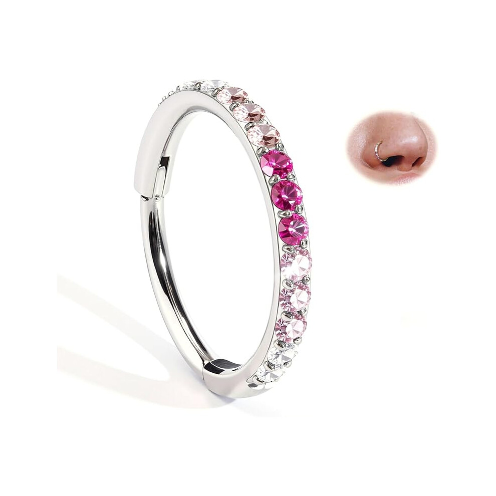 Pink (Pink) 20G Gradient Women's Nose Ring - 316L Surgical Steel Nose Jewelry For Septum, Nostril, Cartilage, Helix & Tragus - 8Mm
