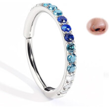 (blue) 20G Gradient Women's Nose Ring - 316L Surgical Steel Nose Jewelry for Septum, Nostril, Cartilage, Helix & Tragus - 8mm