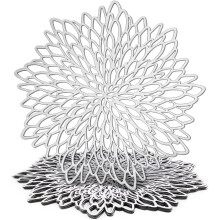 (Silver) 10 - Pack Vinyl Placemats with Fall - Themed Round Leaf Pattern - Elegant Table Chargers for Fall Dining & Holiday Gatherings
