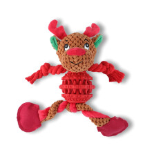 (Christmas elk) Christmas Reindeer Dog Toy, Chew Toy for Teeth Cleaning, Interactive Training Toy, Bite - Resistant for Aggressive Chewers
