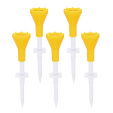 (yellow) 5 - Pack Adjustable Height Plastic Golf Tees with Triangle Mark - Ideal for Golf Training and Driving Range Use(blue)