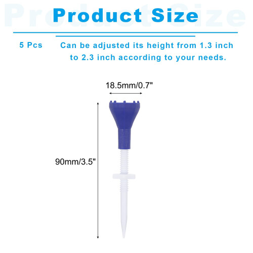 (blue) 5 - Pack Adjustable Height Plastic Golf Tees with Triangle Mark - Ideal for Golf Training and Driving Range Use（blue） 1