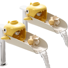 (Yellow) 2 - Pack Faucet Extenders for Toddlers - Universal Sink Extensions with Water Wheel for Fun Hand - Washing, in Yellow Shark Design