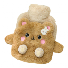 (Bear) 400ML Adorable Bear - Themed Hot Water Bottle with Plush Cover - Ideal for Pain Relief, Period Cramps, Hot/Cold Compress & Winter Warmth