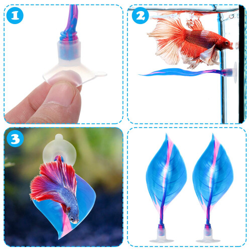 (Blue) 2 Pieces Betta Bed Leaf Hammock for Practical Resting Spot, Betta Fish, Blue 2