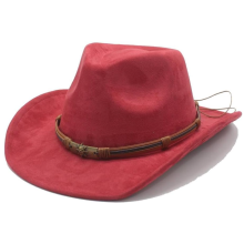 (Red) Unisex Suede Cowboy Hat - Western Cowgirl/Cowboy Style for Rodeo Farming Travel & Outdoor Work