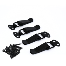 (Black, 4 pack) Spring Loaded Toggle Latch with Screws, Catch Hasp Clamp Clip Lock, 4 Pack, for Cabinet, Wooden Case, Box, Chest, Silver