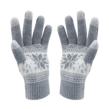 (A) Winter Touch Screen Gloves with Snowflake Print - Warm Thermal Gloves for Men & Women, Anti-Slip Texting Gloves for Cold Weather