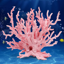 (Pink) Artificial Aquarium Coral Ornament for Fish Tank Landscape Decoration, 6.7”x5.5”x1.6”