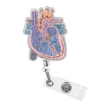 (Blue) Heart-shaped Retractable ID Badge Holder with Clip for Name Tags, Nurse, Doctor, Student, Teacher, Office, Clinic, Medical Assistant