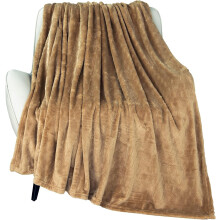 (Light brown) Super Soft & Cozy Fleece Blanket - 50"x60" Lightweight Fluffy Plush Throw, Warm Fuzzy Texture, Perfect for Sofa, Bed - Apricot