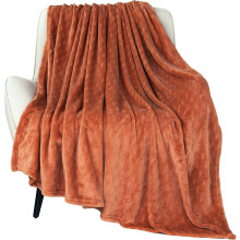 (orange) Super Soft & Cozy Fleece Blanket - 50"x60" Lightweight Fluffy Plush Throw, Warm Fuzzy Texture, Perfect for Sofa, Bed - Apricot