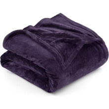 (purple) Luxury grey Double Size Wool Blanket - 60x80 Inches, Anti-Static, Ultra-Soft Microfiber, Plush Bed Blanket for Couples
