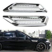(style-1) 1 Pair Universal Car Side Mesh Vent, Chrome Fender Side Vent Decor Sticker for Air Flow, Car Accessories