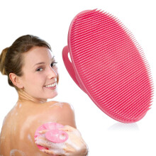 (Rose red) Silicone Body Scrubber Shower Brush - Ultra Soft, Gentle Exfoliating & Massaging Tool, Suitable for All Skin Types (Gray)