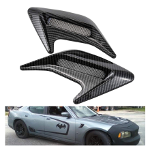 (Carbon Fibre-B) 2 Pack Universal Car Hood Scoop Vent Cover, Decorative Air Flow Intake Ventilation Cover, Black