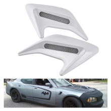 (White-B) 2 Pack Universal Car Hood Scoop Vent Cover, Decorative Air Flow Intake Ventilation Cover, Black