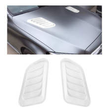 (White) 2PCS Universal Hood Air Vents for Hood Scoop and Intake Trim, Car Bonnet, Black
