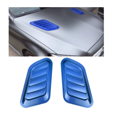 (Blue) 2PCS Universal Hood Air Vents for Hood Scoop and Intake Trim, Car Bonnet, Black