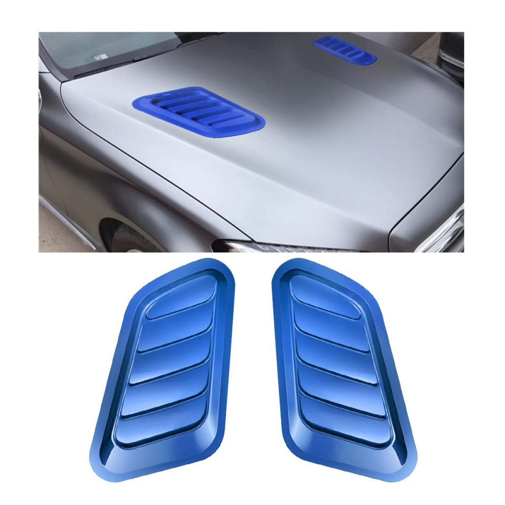 () 2Pcs Universal Hood Air Vents For Hood Scoop And Intake Trim, Car Bonnet, Blue/Black 7794190774997