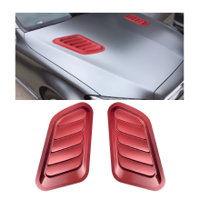 (Red) 2PCS Universal Hood Air Vents for Hood Scoop and Intake Trim, Car Bonnet, Black