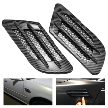 (Carbon Fibre-C) 2 Pack Universal Car Hood Scoop Vent Cover, Decorative Air Flow Intake Ventilation Cover, Black