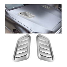 (Silver) 2PCS Universal Hood Air Vents for Hood Scoop and Intake Trim, Car Bonnet, Black