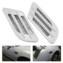 (White-C) 2 Pack Universal Car Hood Scoop Vent Cover, Decorative Air Flow Intake Ventilation Cover, Black