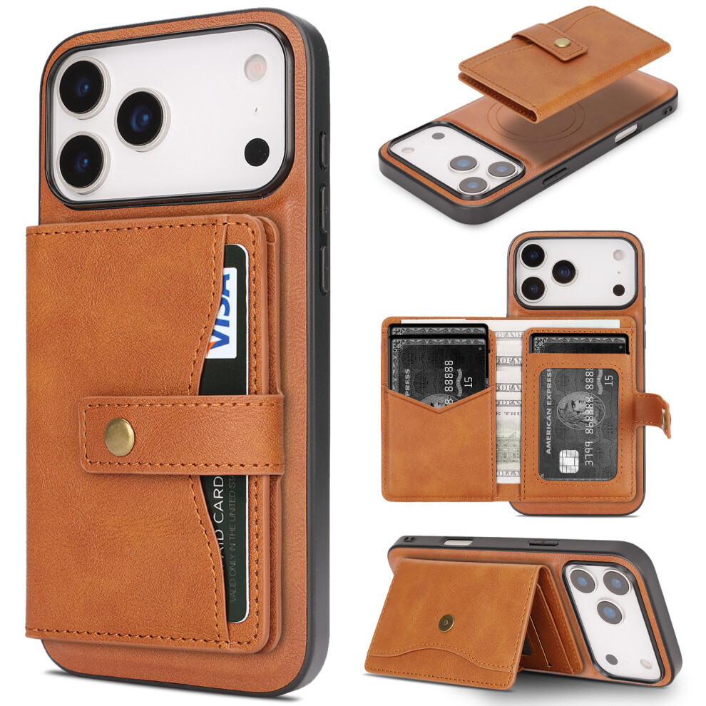 (Phone 17Air, ) Wallet Case For Iphone 17 6.27 Inch With Card Holder & Card Slots, Magnetic Clasp, Durable Shockproof Protective Cover,Black Brown 7794190780387