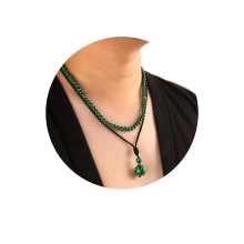 (Malachite) 2Pcs Men's Beaded Necklace - Protection Choker Necklace with Pendant, Men's Jewelry Gift for Men, Obsidian Beads