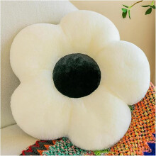 Blumenförmiges Dekokissen, Blumen-Bodenkissen, Sitzkissen, süße Raumdekoration, Plüschkissen für Schlafzimmersofa (50 cm, weiß)