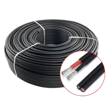 Durable 2-Pin Solar Cable for Photovoltaic Panels - 14/12/10 AWG Twin Wire with Red & Black Insulation, Tinned Copper