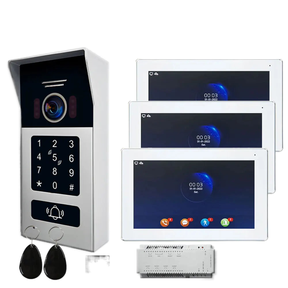 1080P Wired Video Intercom Doorbell With 7-Inch Touchscreen & Rfid Access For 3-Unit Villas 744110236606