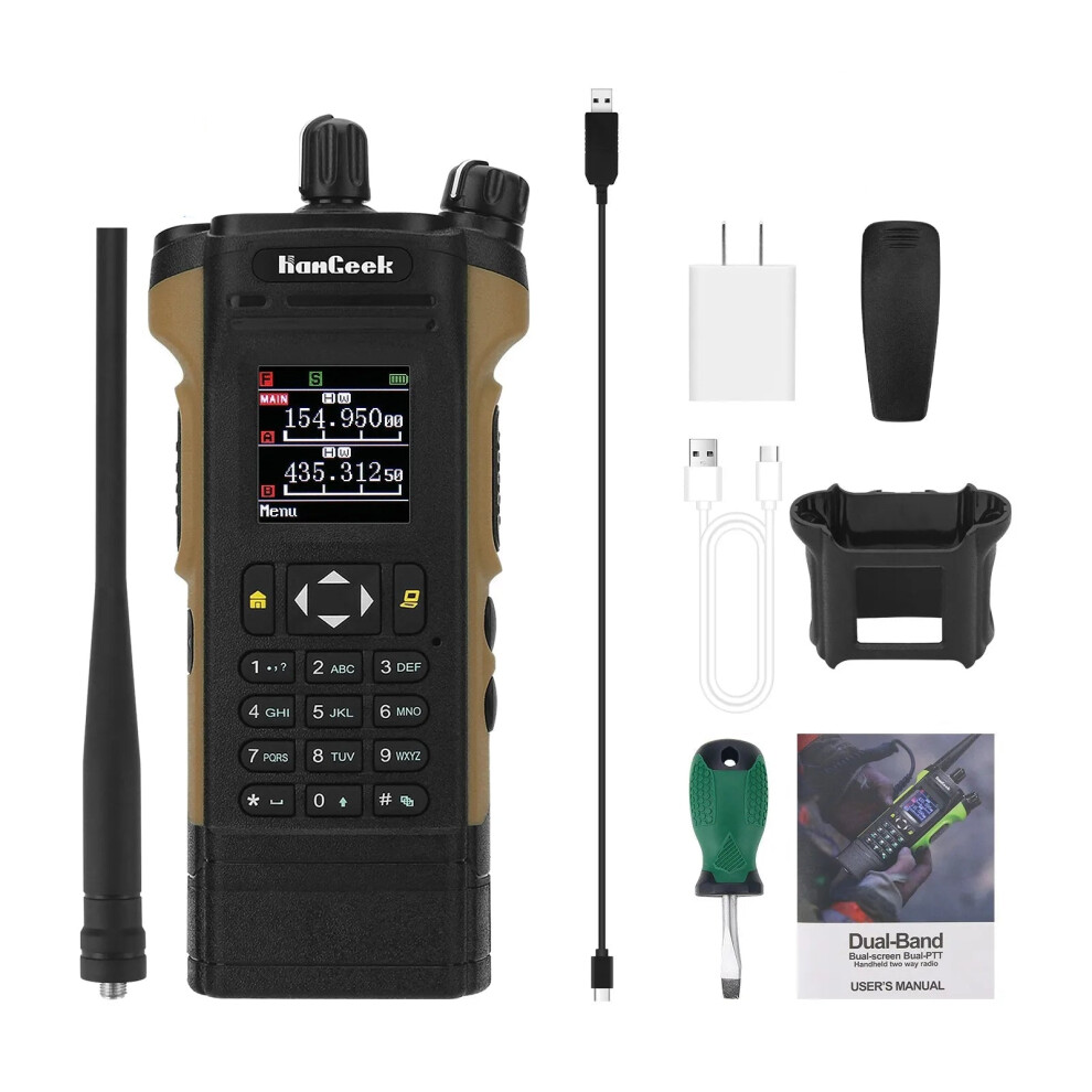 Hamgeek Apx 8000 12W Dual Band Vhf/Uhf Handheld Transceiver With Dual Ptt & Handheld Microphone 7445007831883