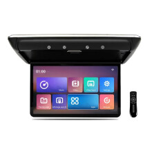 12-Inch Car Roof Flip-Down Monitor TV with 1080p HD IPS Touchscreen, 16-Color Ambient Light, SD/HDMI/FM, Android 10