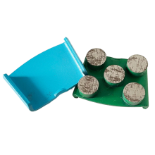 12-delige set diamanttrapeziumvormige metalen slijppads met 5 slijpkoppen voor beton-, marmer-, graniet- en terrazzovloeren