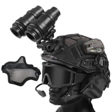 Ultimate Tactical Airsoft Helmet Set with Headset, Full Goggles, Steel Mesh Mask, NVG Model & Metal Mount