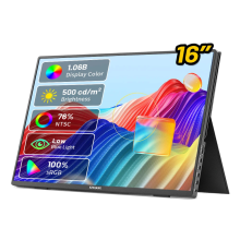 16-Inch Portable Monitor with HDR10, 144Hz, 2.5K Resolution - USB-C & HDMI Travel Gaming Screen for Laptops and TV Projection