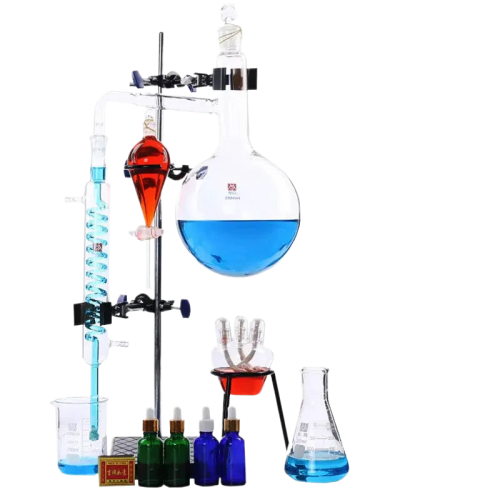 Comprehensive 2000ml Essential Oil Distillation Kit with Glassware & Condenser Pipe