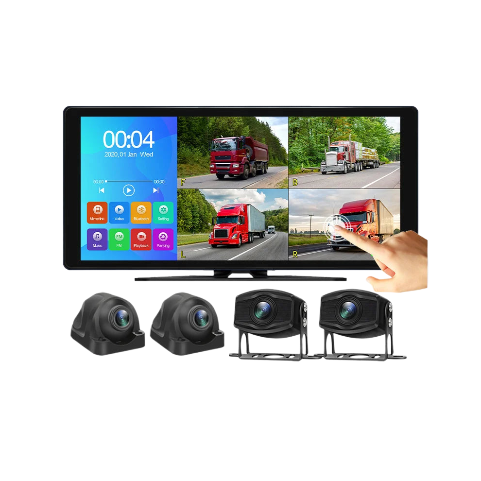 36-Inch 4-Channel Vehicle Dvr Recorder System With 1080P Ahd Backup Cameras, Mp5, Bluetooth, Fm, And Touch Monitor For Trucks, Buses, And Trailers 304623068165