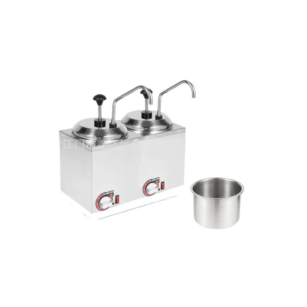 Dual-Tank 5L Chocolate & Cheese Warmer Dispenser With Pump - Commercial Grade Sauce Warmer Machine 705353024481