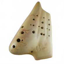 Triple Alto Tone F Ceramic Ocarina - Professional Orff Instrument with Accessories