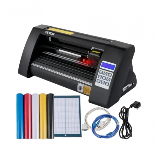 14-Inch Semi-Automatic Vinyl Cutter Plotter with LCD Display, SignMaster Software, 375mm Cutting Width, 3 Blades & Bonus Papers
