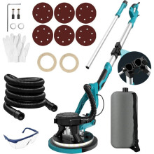 1250W Adjustable Speed Foldable Drywall Sander with LED Light & Auto Dust Collection - 220V Wall Polisher & Grinder
