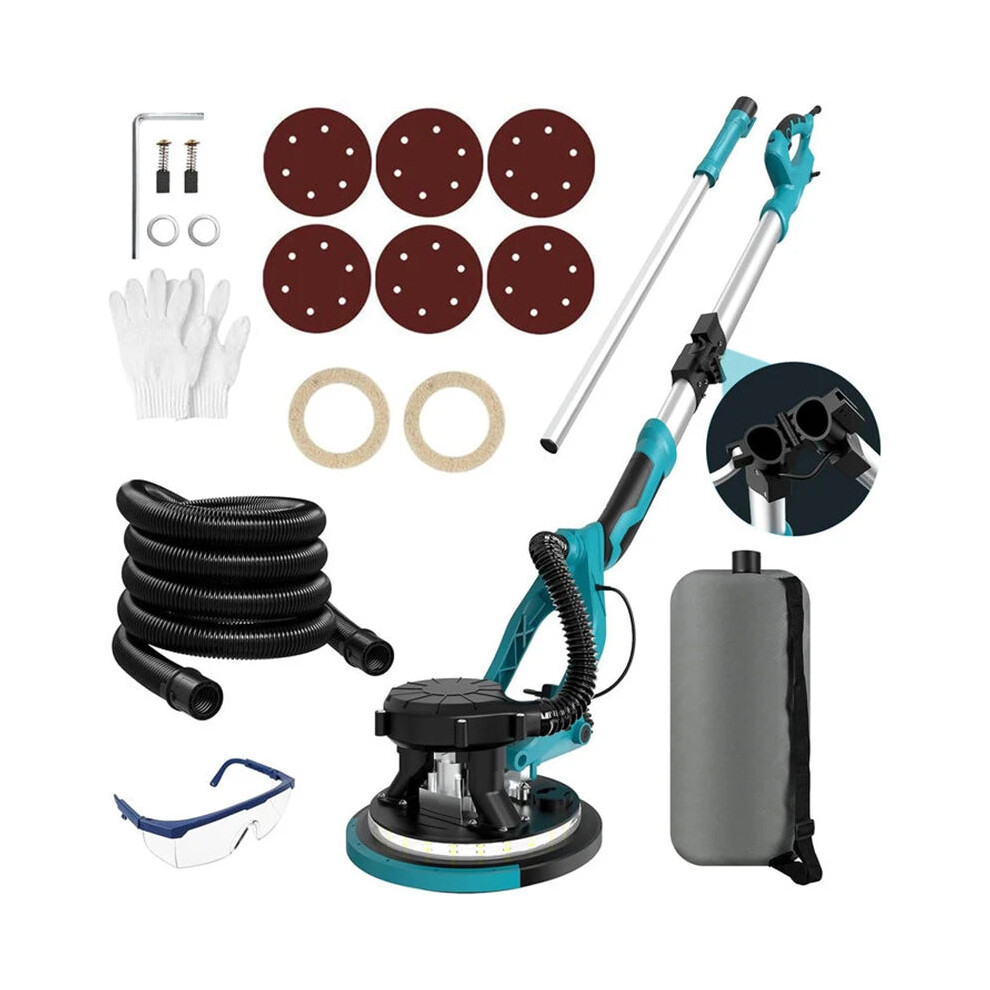 1250W Adjustable Speed Foldable Drywall Sander With Led Light & Auto Dust Collection - 220V Wall Polisher & Grinder 313056011013