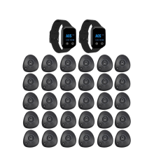 Waterproof Wireless Waiter Calling System with 30 Black Call Buttons for Restaurants, Cafes, Bars, Clinics, and Churches