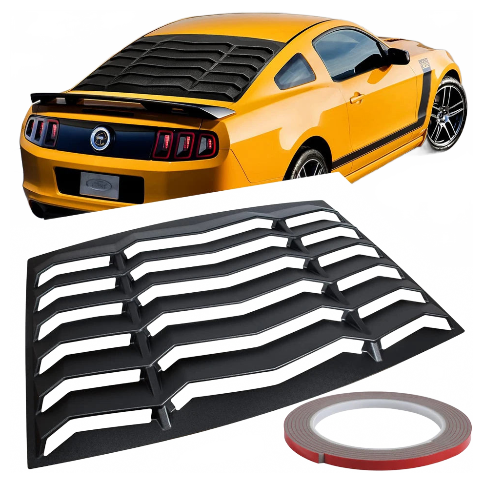 Ford Mustang 2005-2014 Rear Window Louver - Lambo Style Abs Matte Sun Shade Cover Black 7445022929923