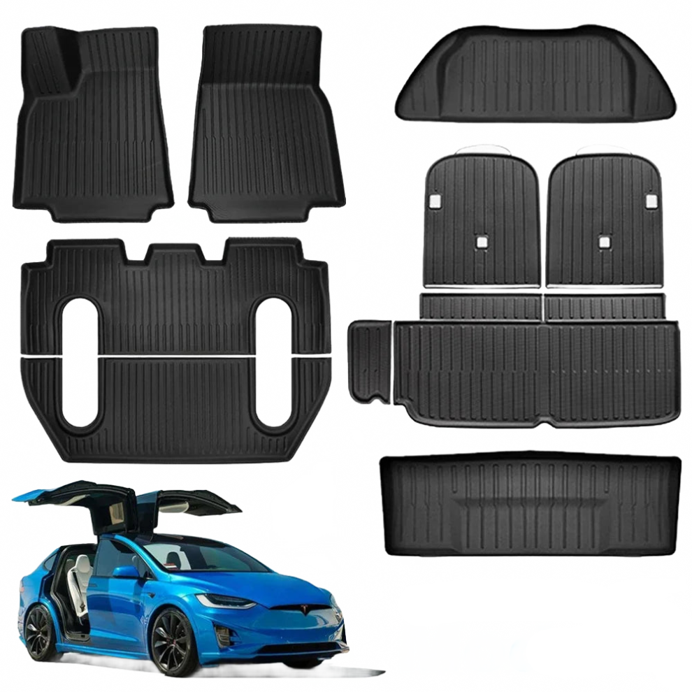 Tesla Model X All-Weather Floor Mats & Liners - Compatible With 5, 6, 7 Seaters (2016-2024) - Waterproof Cargo, Frunk, Trunk Accessories 705353354717