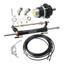 Premium Outboard Hydraulic Steering Kit for Marine Engines Up to 90HP - Includes Cylinder, Helm Pump, and 20-Foot Hoses